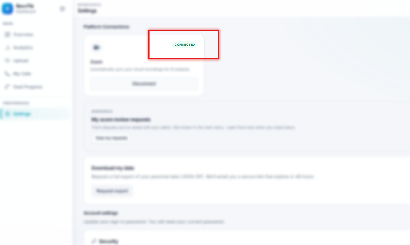 Connected Zoom account state